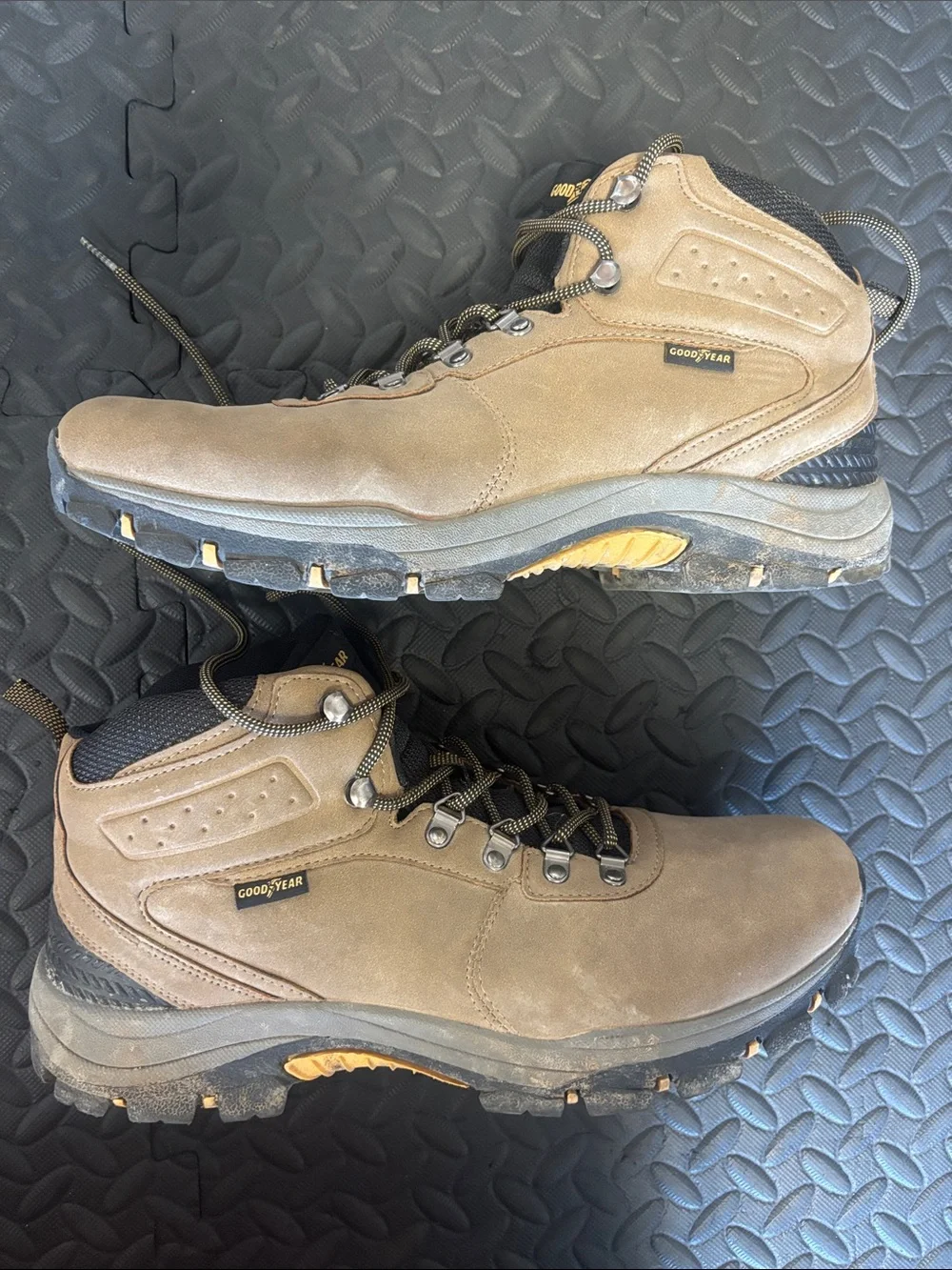 Goodyear Ontario Walnut Hiking Boots Mens 13 Tan Mid Top Work Boot GY204677